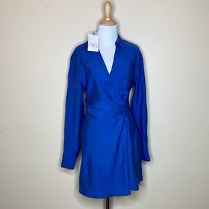 NWT Zara dress size XS, mini wrap style, super versatile piece! Gorgeous blue!💙